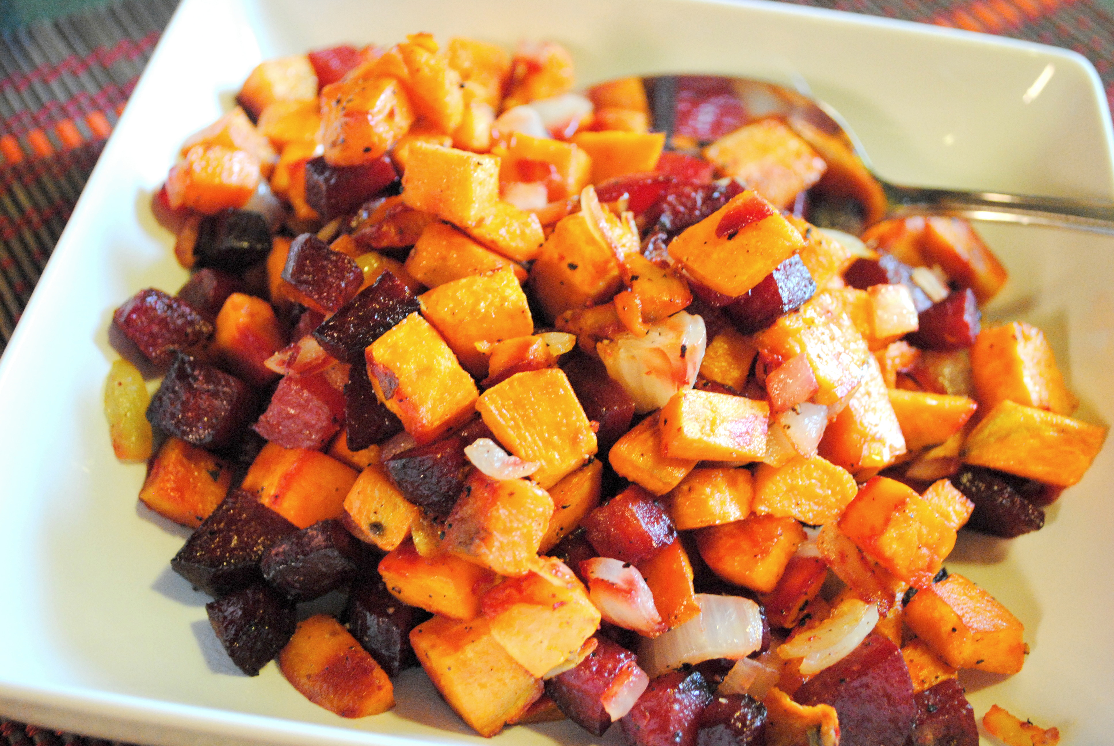 Easy Roasted Beet And Sweet Potato Hash